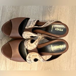 Fendi double platform shoes with python accents